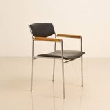 Leather and wood armchair by Gijs van der Sluis 80's