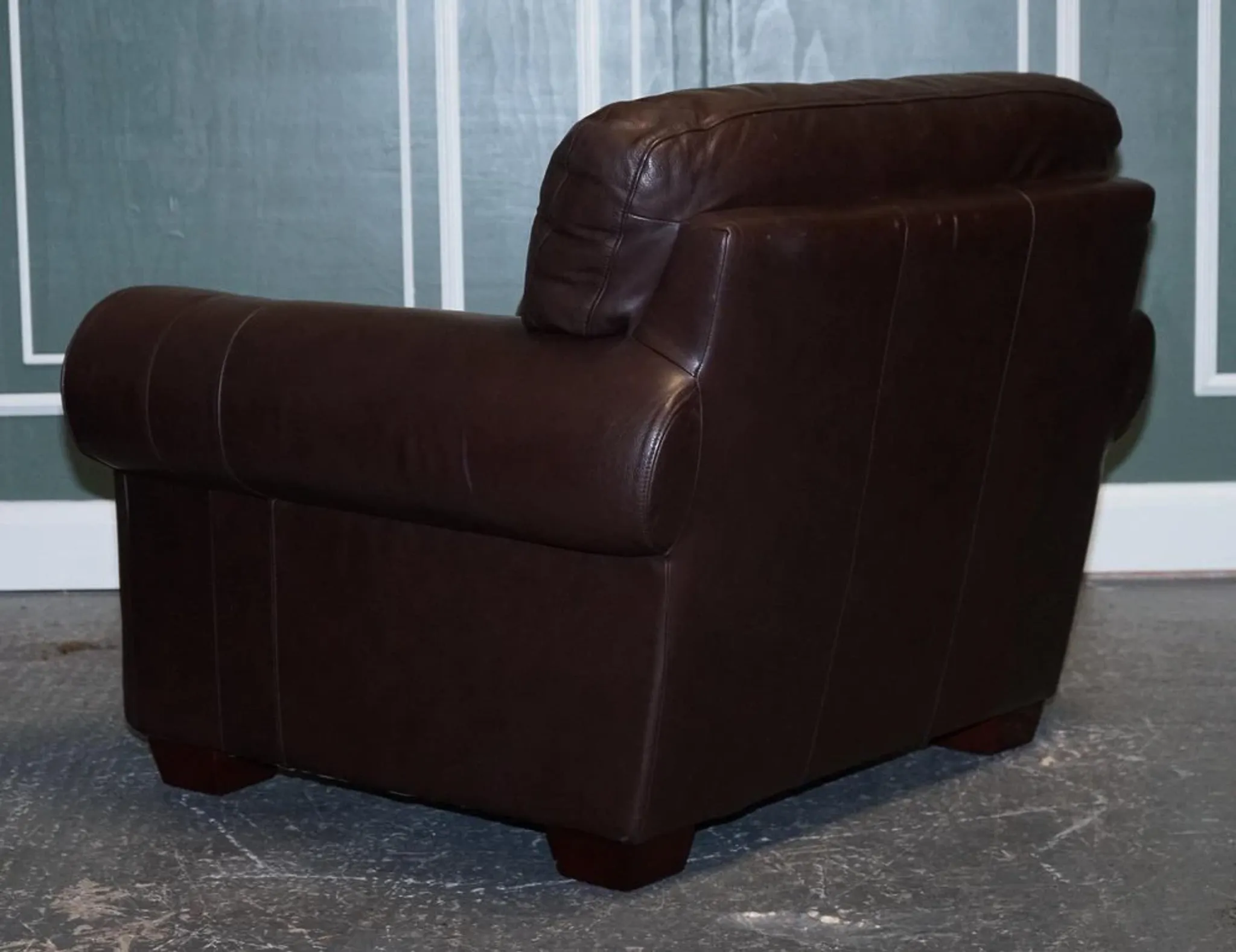 Brown Leather Armchairs, Set of 2
