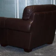 Brown Leather Armchairs, Set of 2