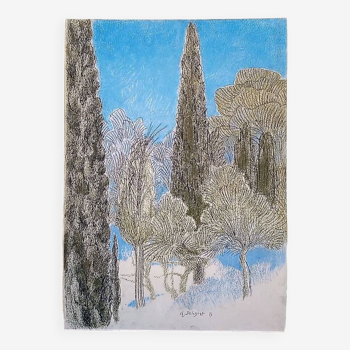 Pastel - Christine Delessert - 64 x 45 cm - cyprès