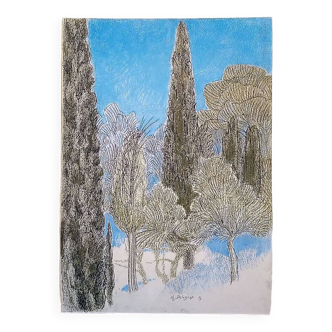 Pastel - Christine Delessert - 64 x 45 cm - cyprès