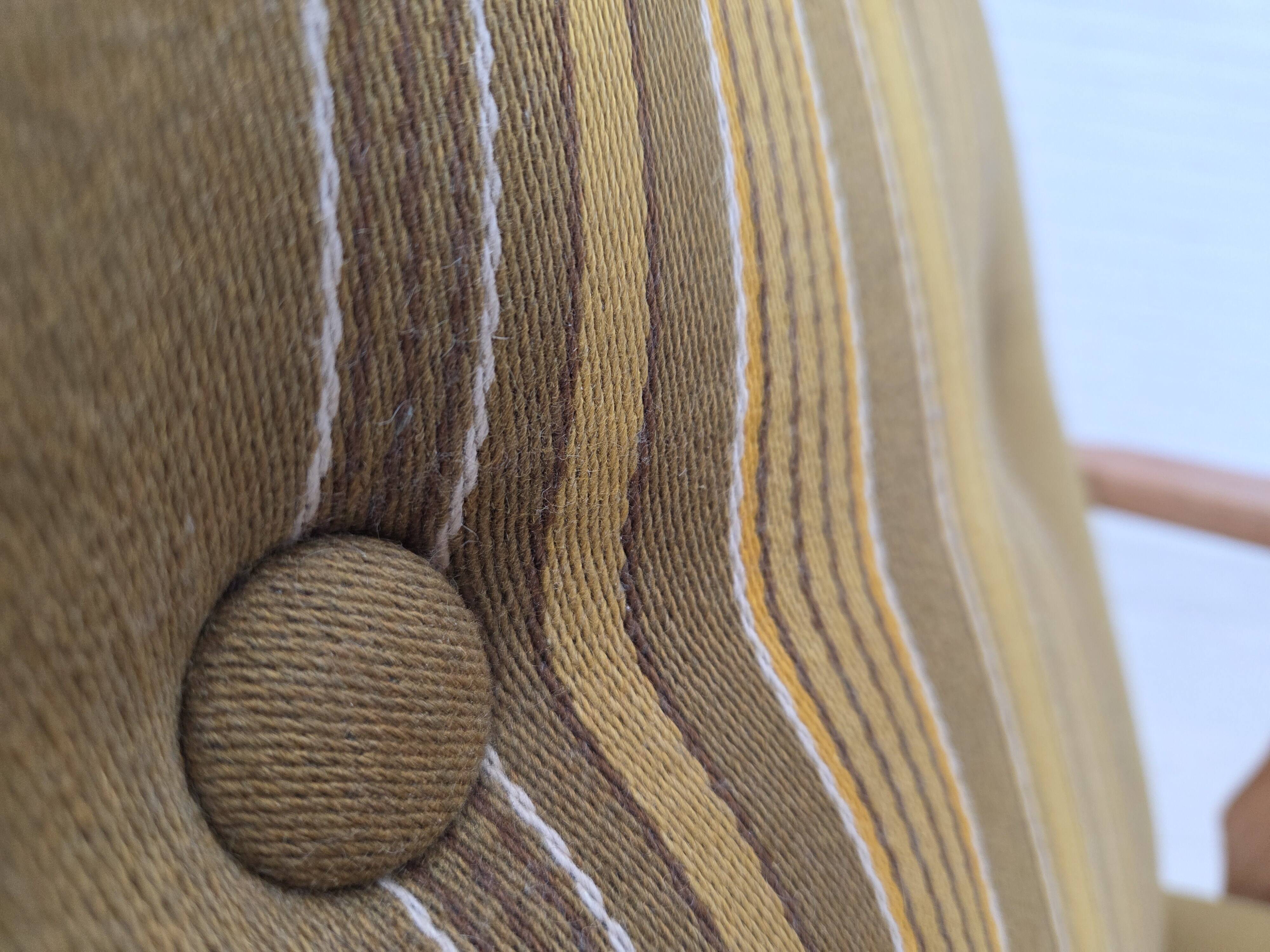 1970s, Danish armchair, furniture wool, solid oak wood.