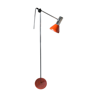 Lampadaire réglable orange, années 1960