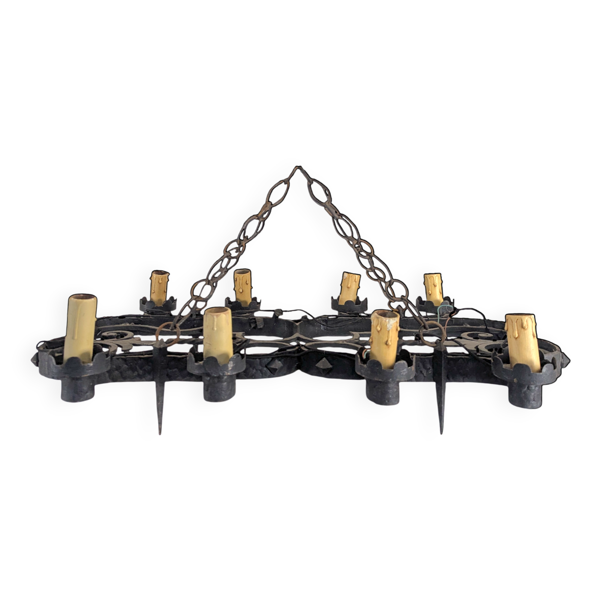 Renaissance style wrought iron chandelier