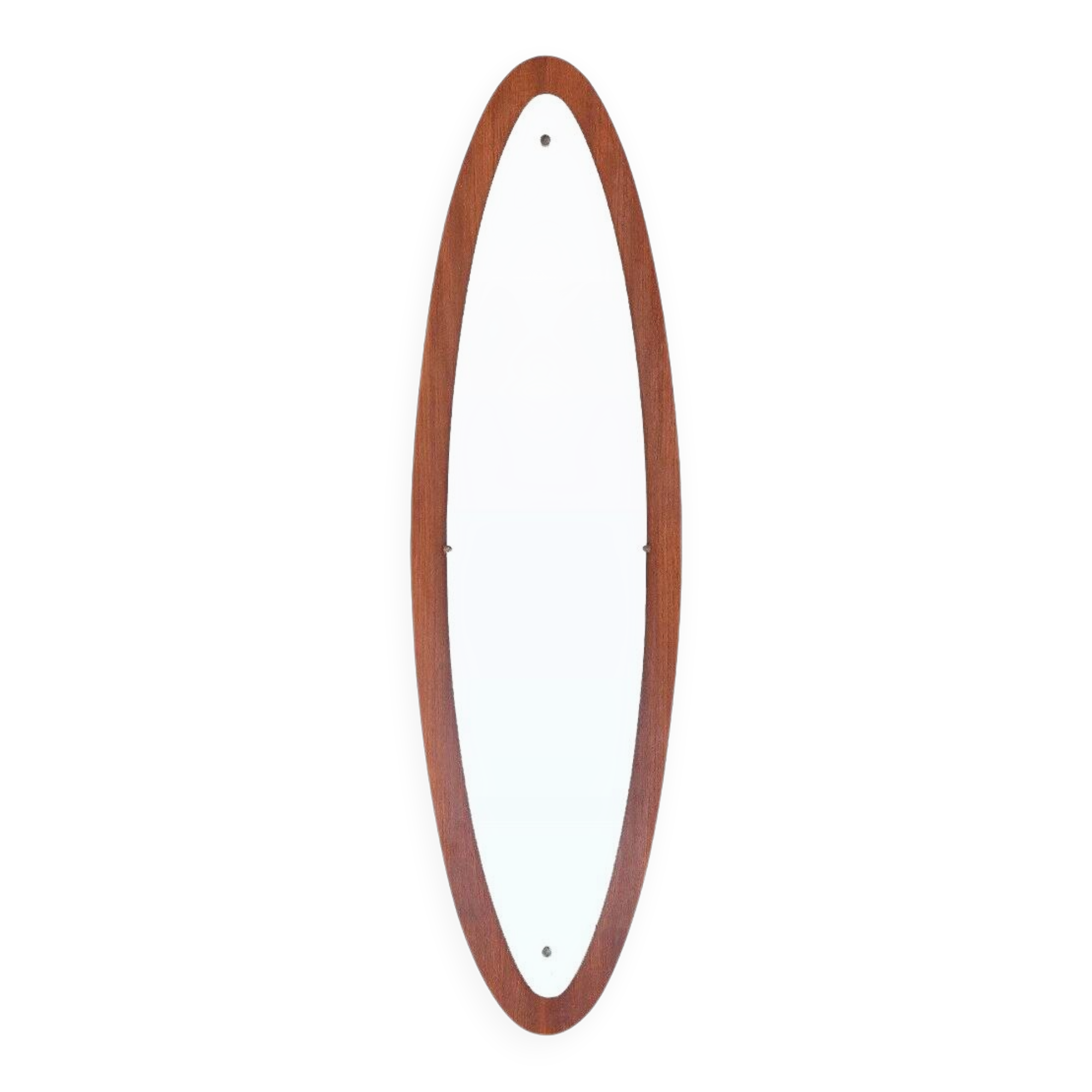 Oval wall mirror in teak, 1960s
