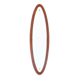 Oval wall mirror in teak, 1960s