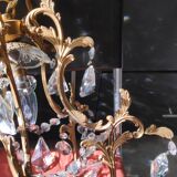 Bronze cage chandelier and crystal grapevines