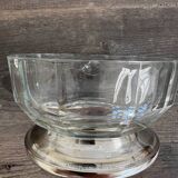 Crystal and silver-plated metal salad bowl and ramekin