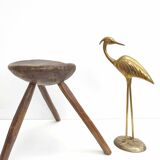 Brutalist tripod farm stool solid wood