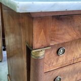 Empire commode in walnut with white marble top from the 19th century