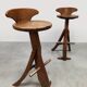 Vintage brutalist wooden bar stools
