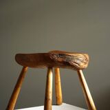 Wabi Sabi stool in solid pine, handmade by a Swedish carpenter, 1950s.