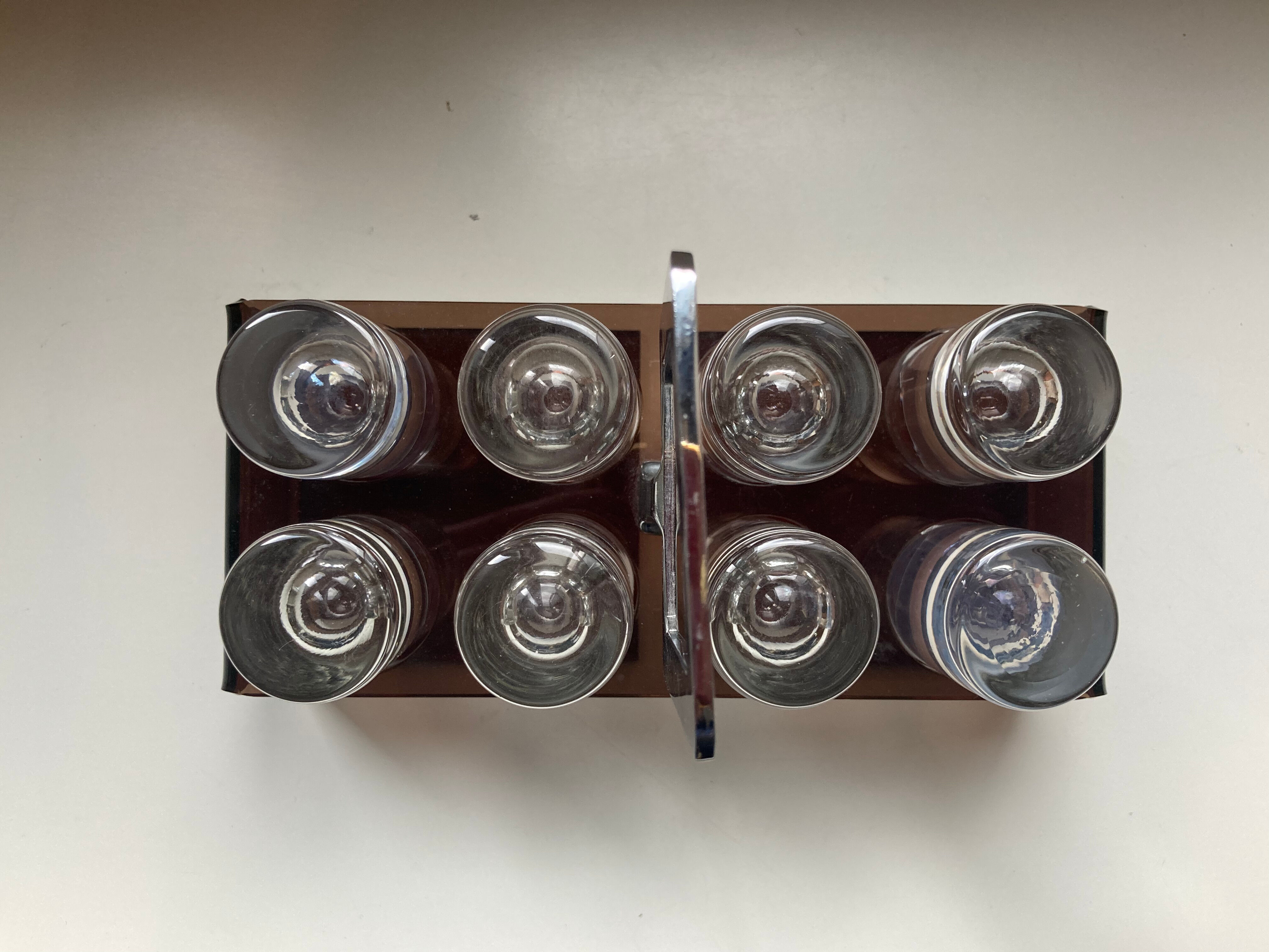 Old vodka alcohol aperitif shot service from the 70s