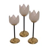Lot of candlesticks year 70 in brass and glass