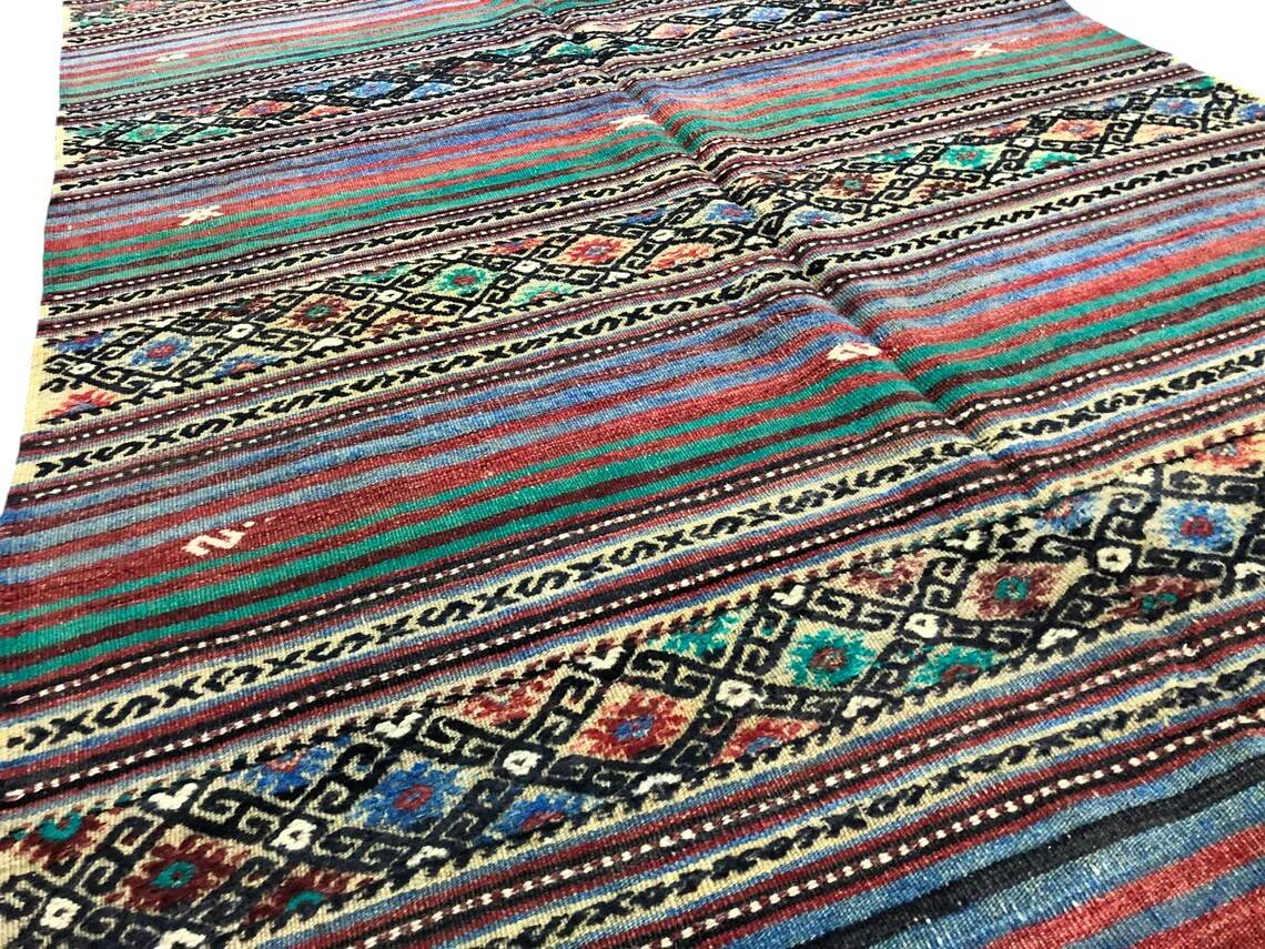 Neutral Turkish Stripe Kilim Rug