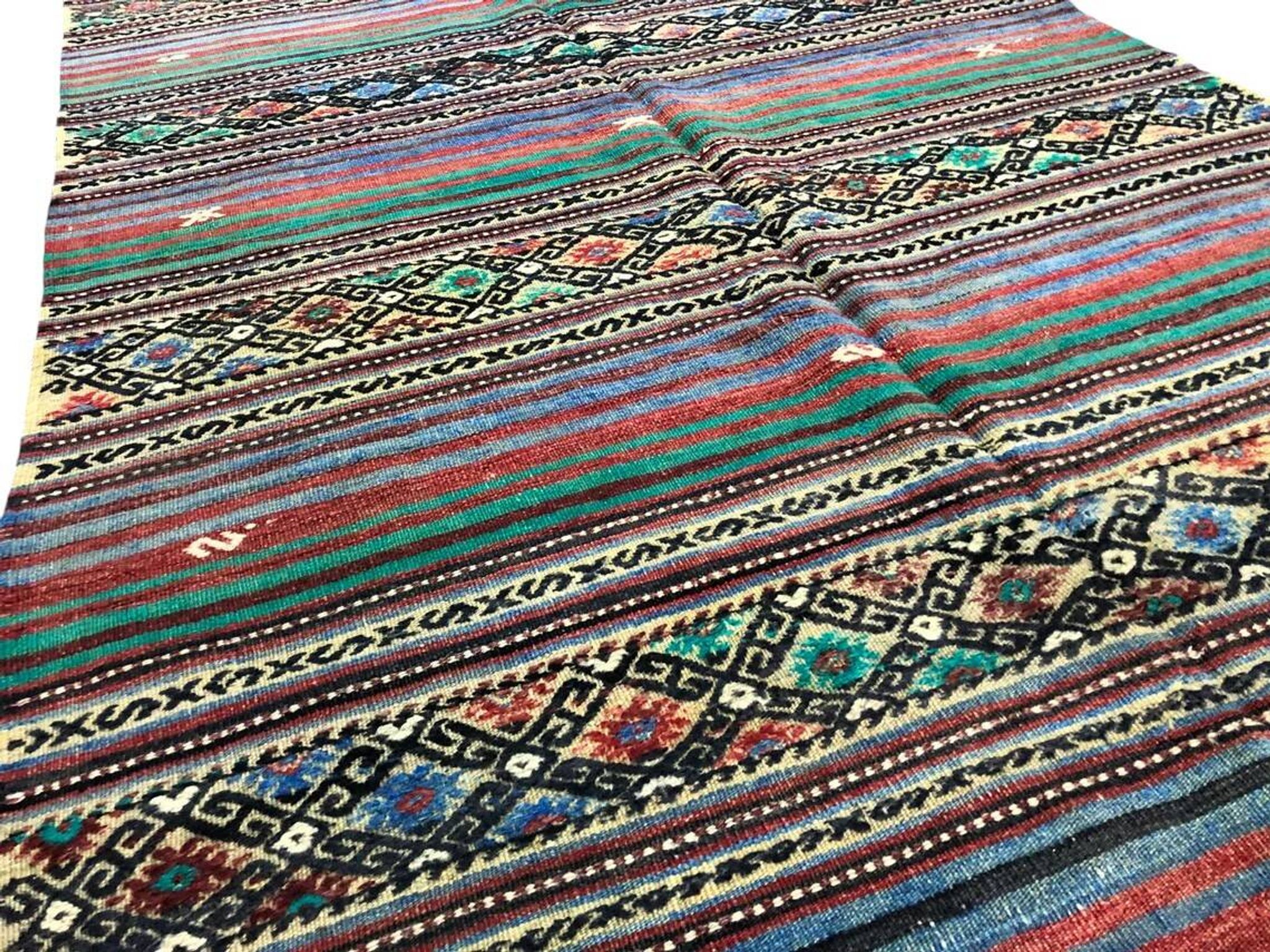 Neutral Turkish Stripe Kilim Rug