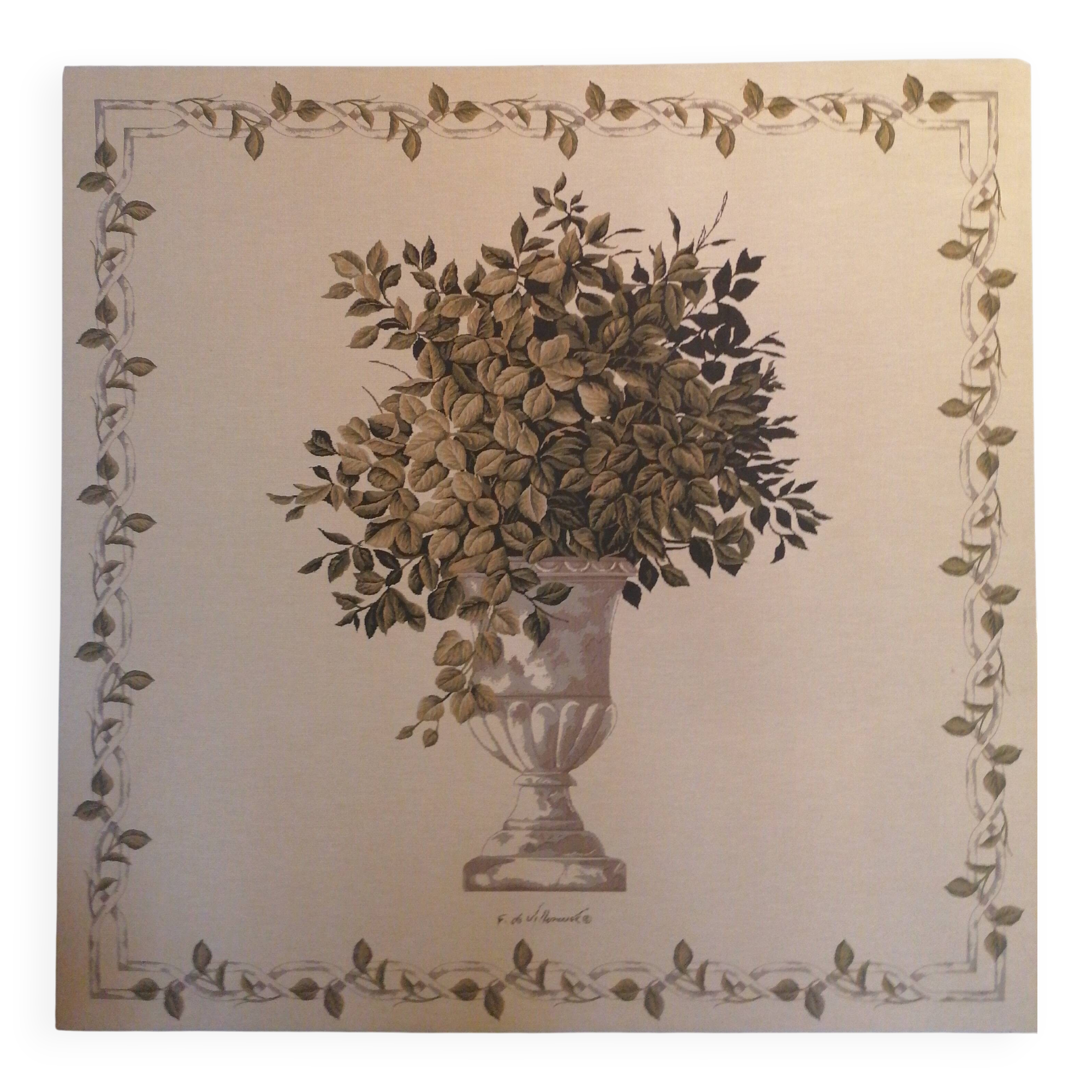 Tapestry of foliage in a Medici vase