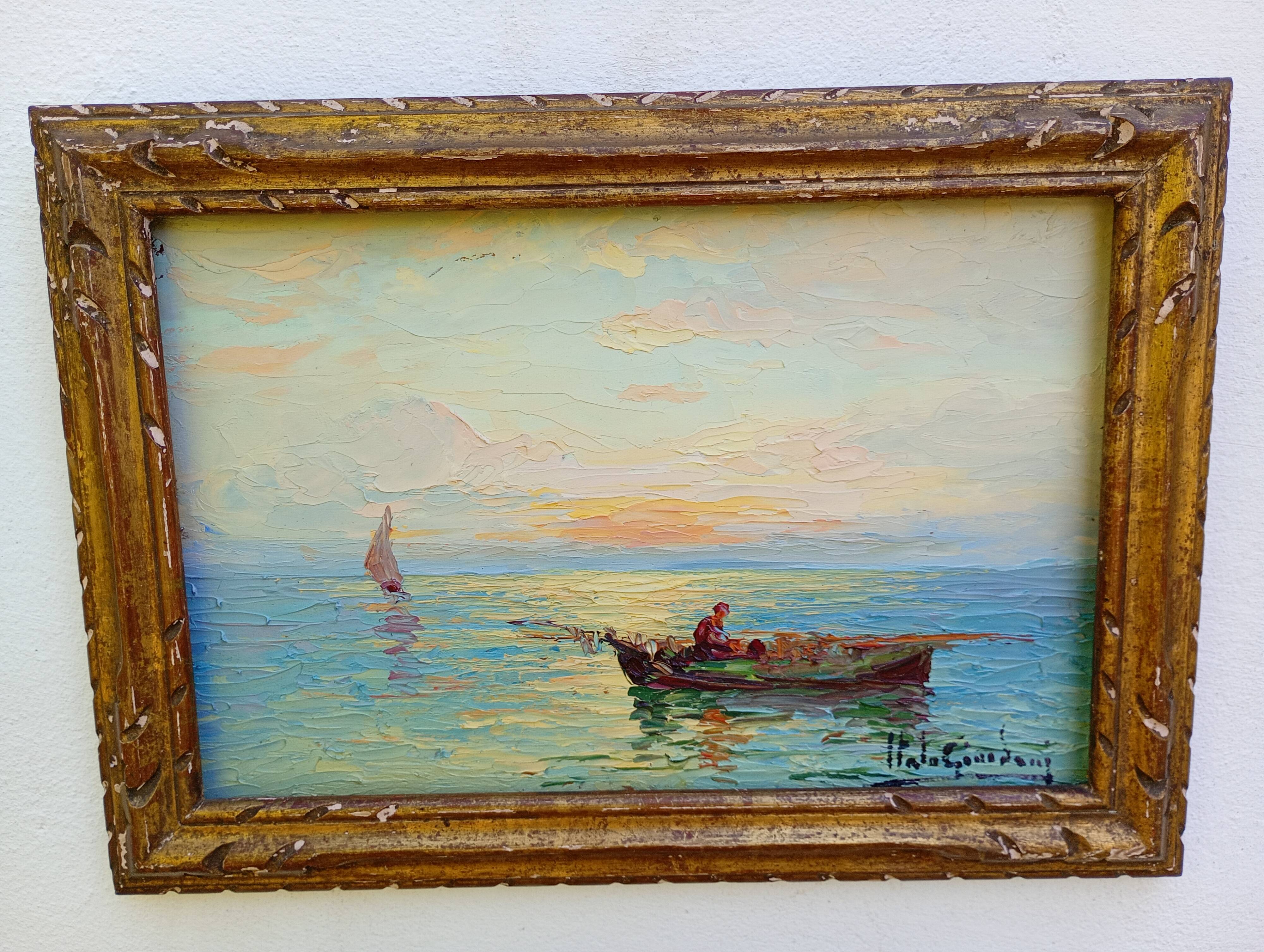 Marine italienne – Huile sur panneau signée Italo Giordani