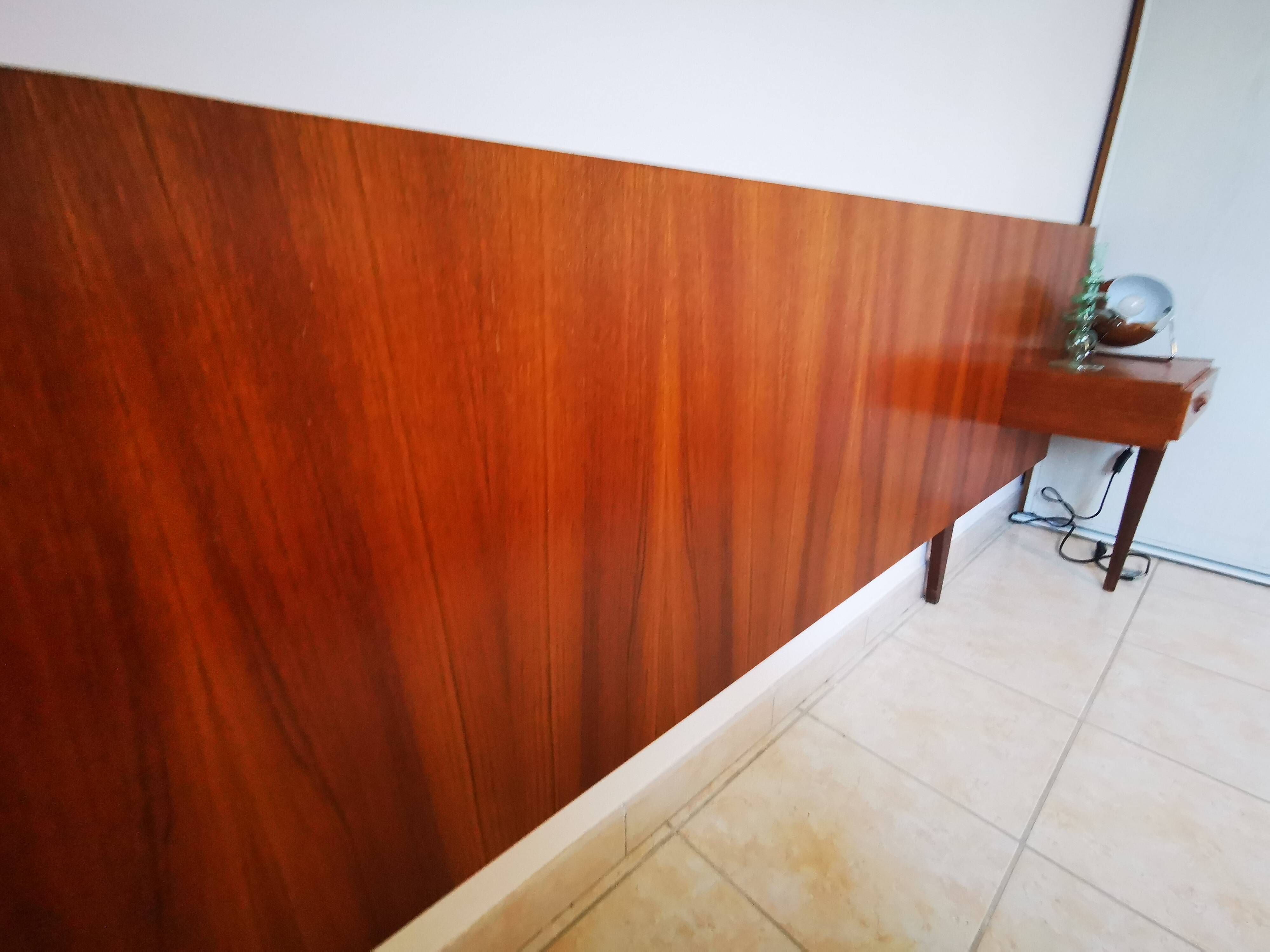 Scandinavian teak headboard – 1960s – Integrated bedside tables