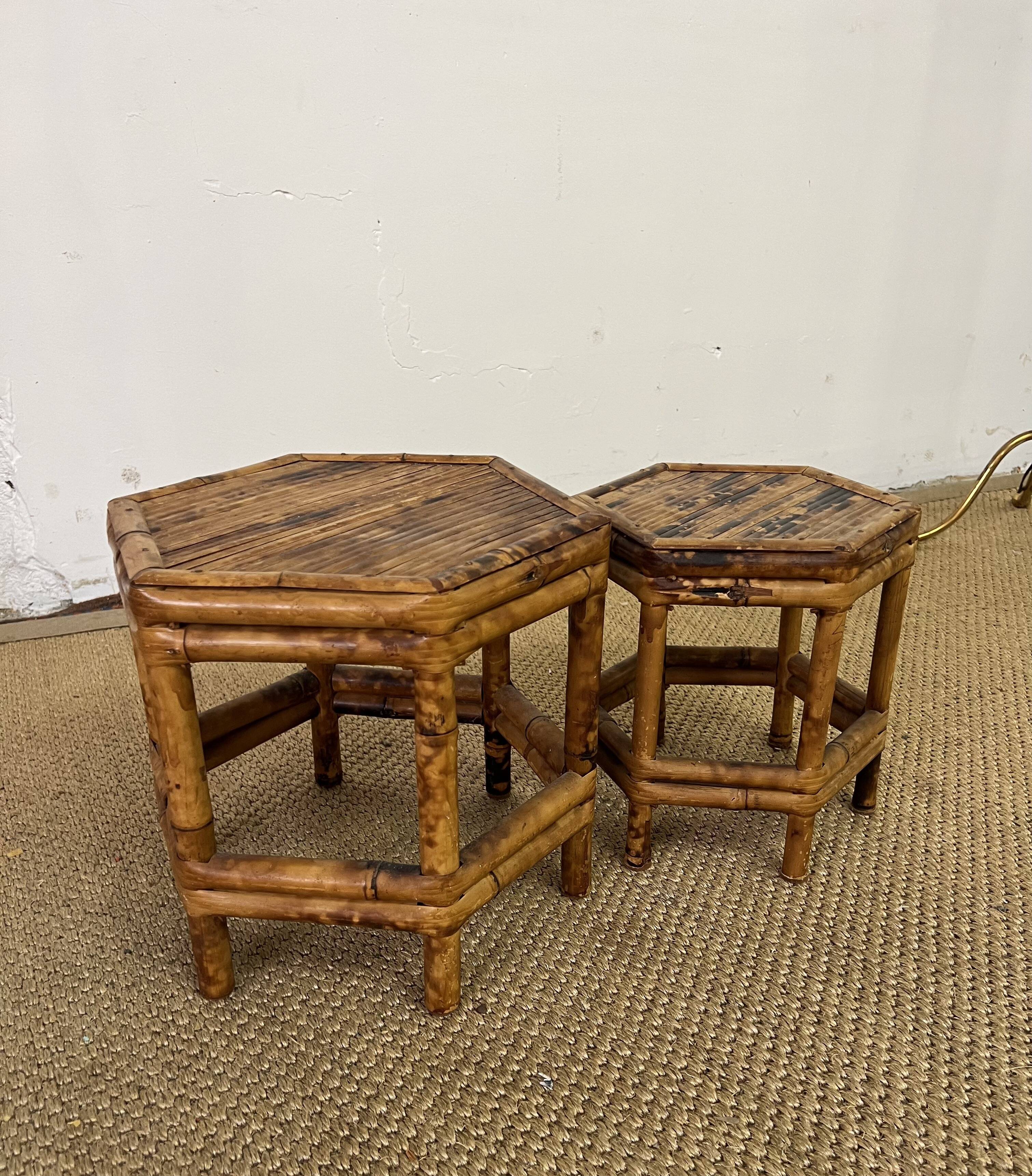Pair of small side tables / Rattan sofa ends
