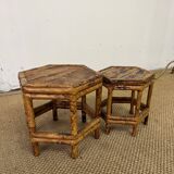 Pair of small side tables / Rattan sofa ends