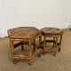 Pair of small side tables / Rattan sofa ends