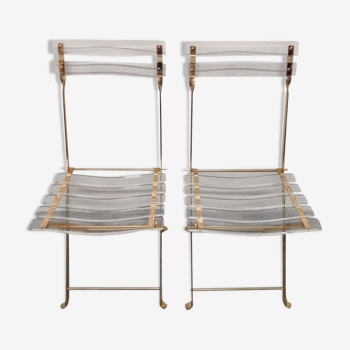 Paire de chaises pliantes plexiglas Marais International 70s