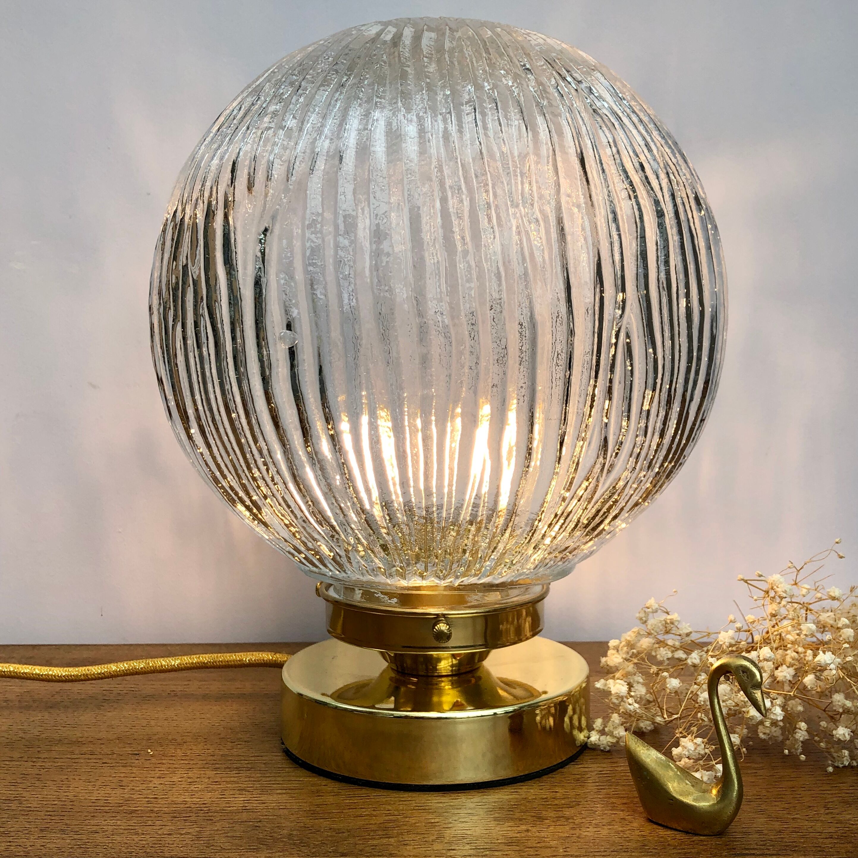 Vintage glass globe table lamp