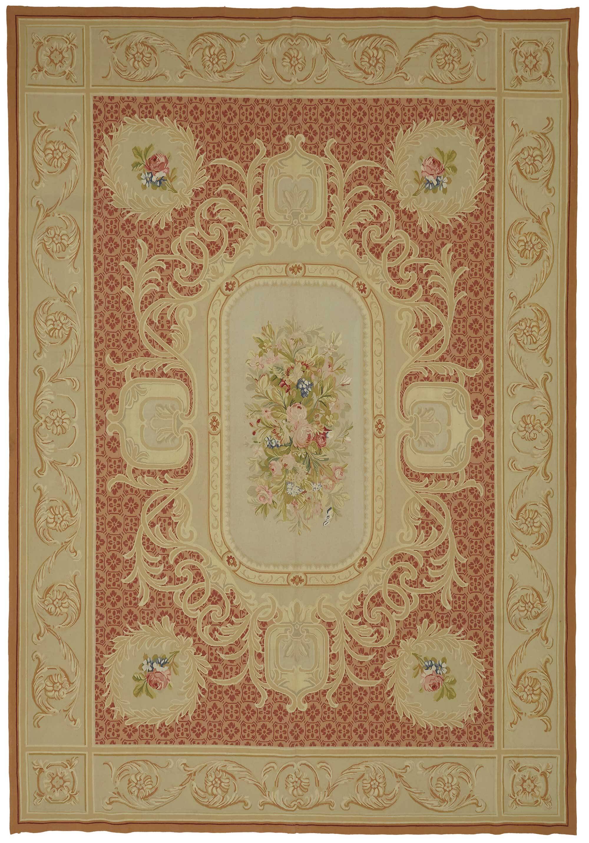 Handmade European Vintage Aubusson Kilim 295 cm x 431 cm