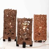 Set of 3 Finnish Aimo Tukiainen lamps in cast copper, 1960s."