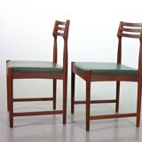 Bovenkamp Vintage Design Teak Wooden Dining Chairs with Leather Upholstery