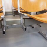 Suite of 4 vintage Giancarlo Piretti benches for Castelli in wood and aluminum