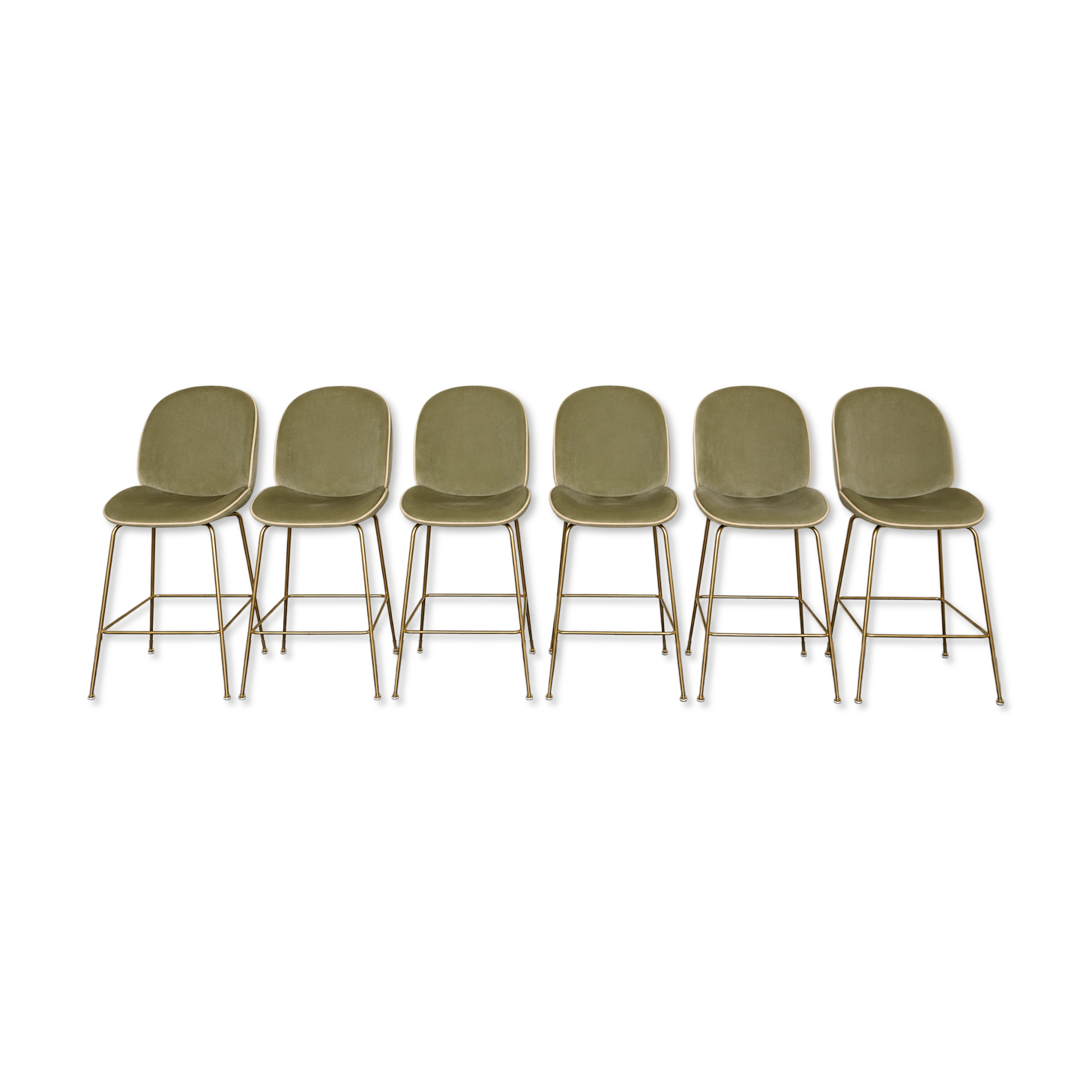 Chaises hautes Gubi velours vert clair