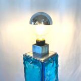 Large blue and chrome murano lamp, 1960s. Italy
