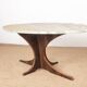 Oval coffee table in Carrara marble and rosewood, Hugues Poignant 1960