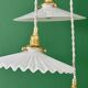 Vintage triple suspension lampshade in white opaline.