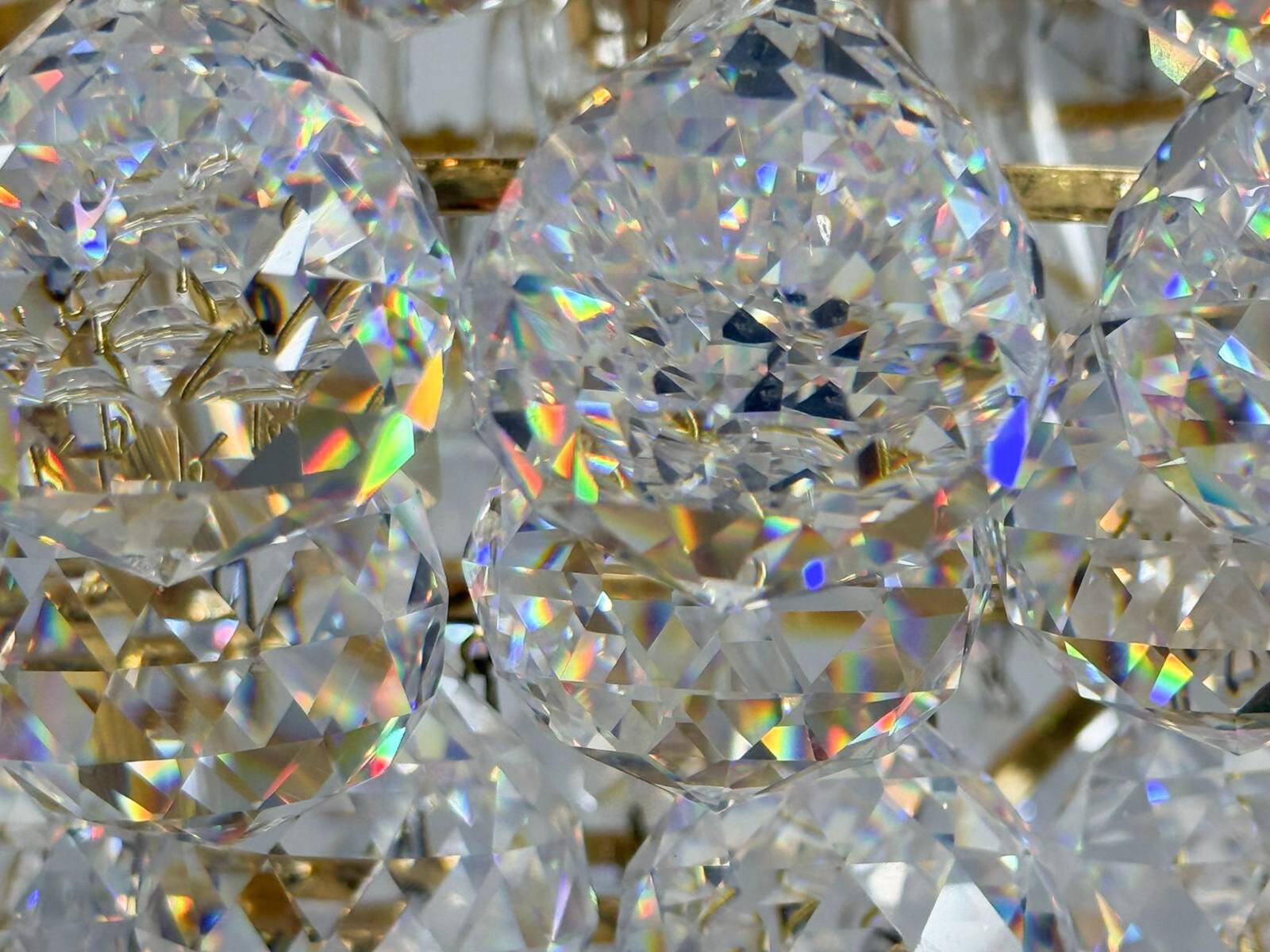 Hollywood Regency chandelier with crystal glass shades by Ernst Palme, Germany, 1960s