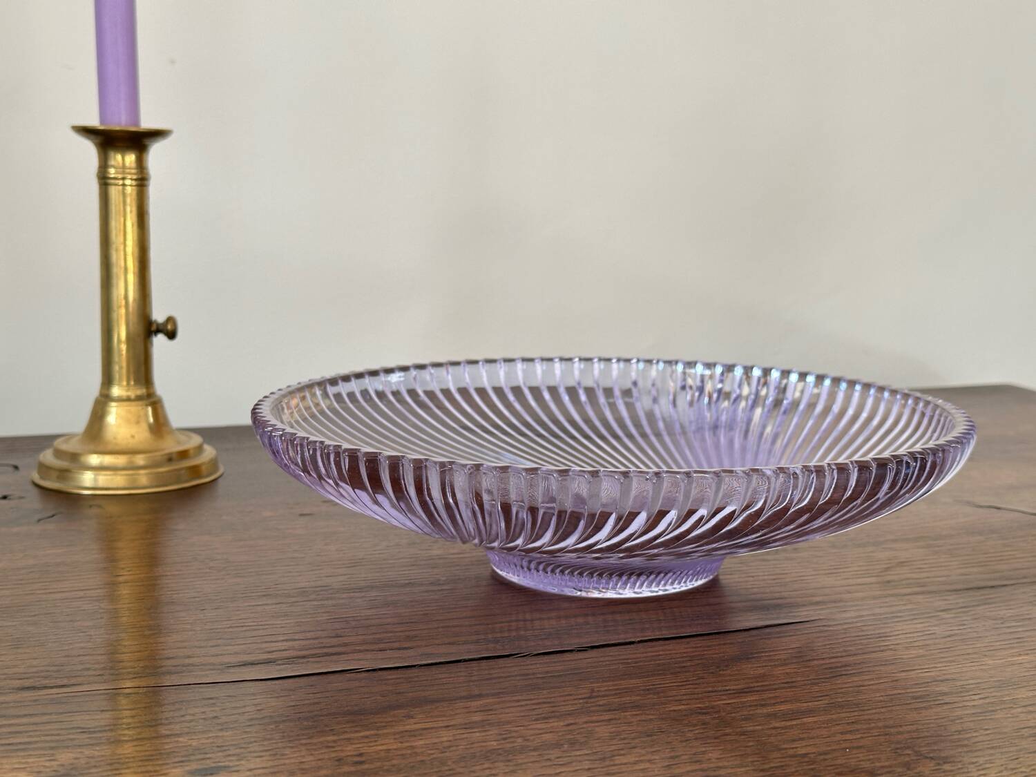 The lilac molded glass compote bowl.