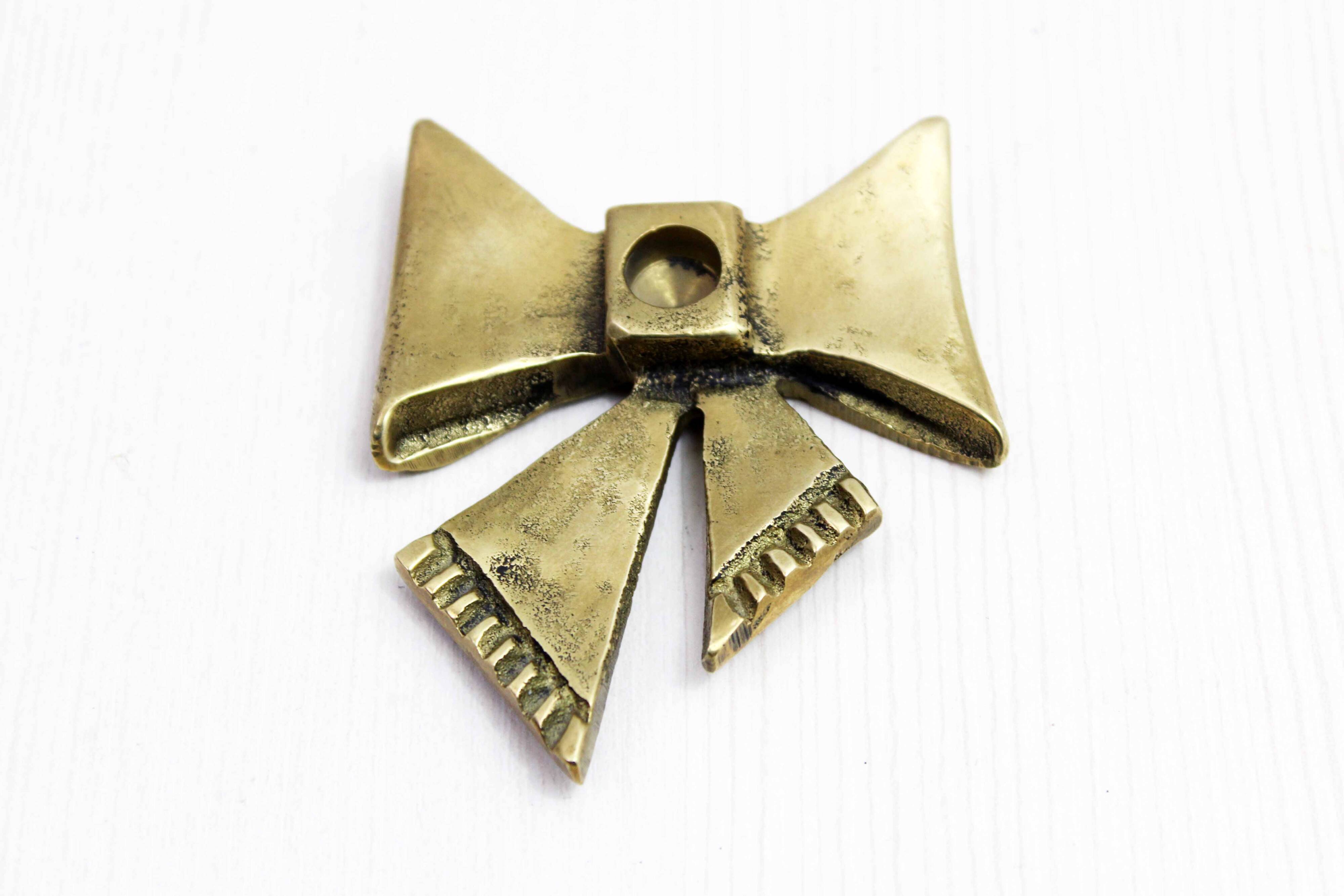 Brass bow tie candle holder 1970