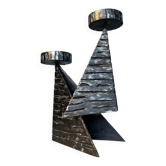 Brutalist candle holder with 2 lights