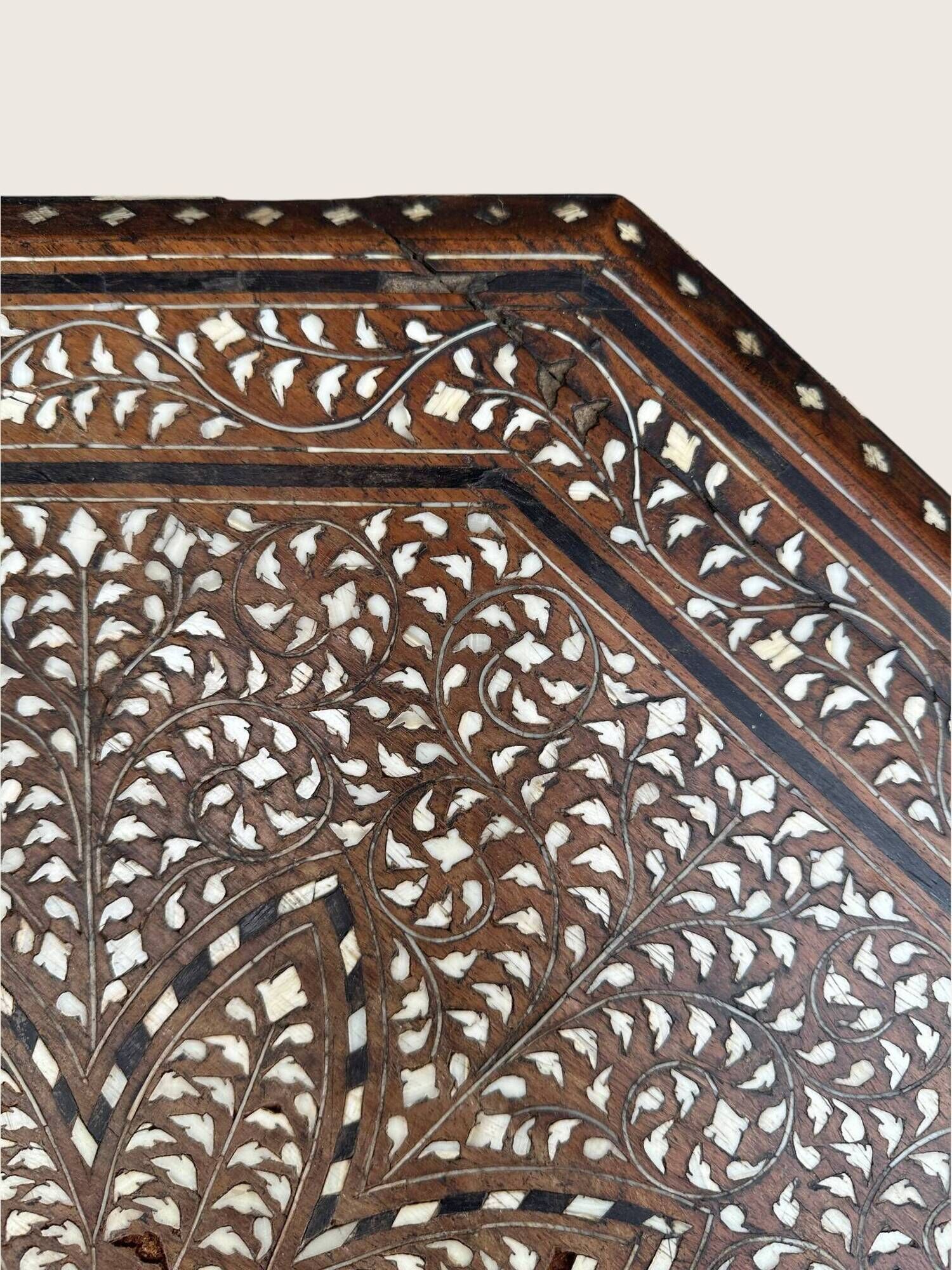 Hoshiarpur octagonal side table, rosewood, mother-of-pearl and bone, 1880