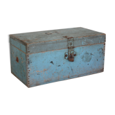 Caisse à outils vintage bleue en bois