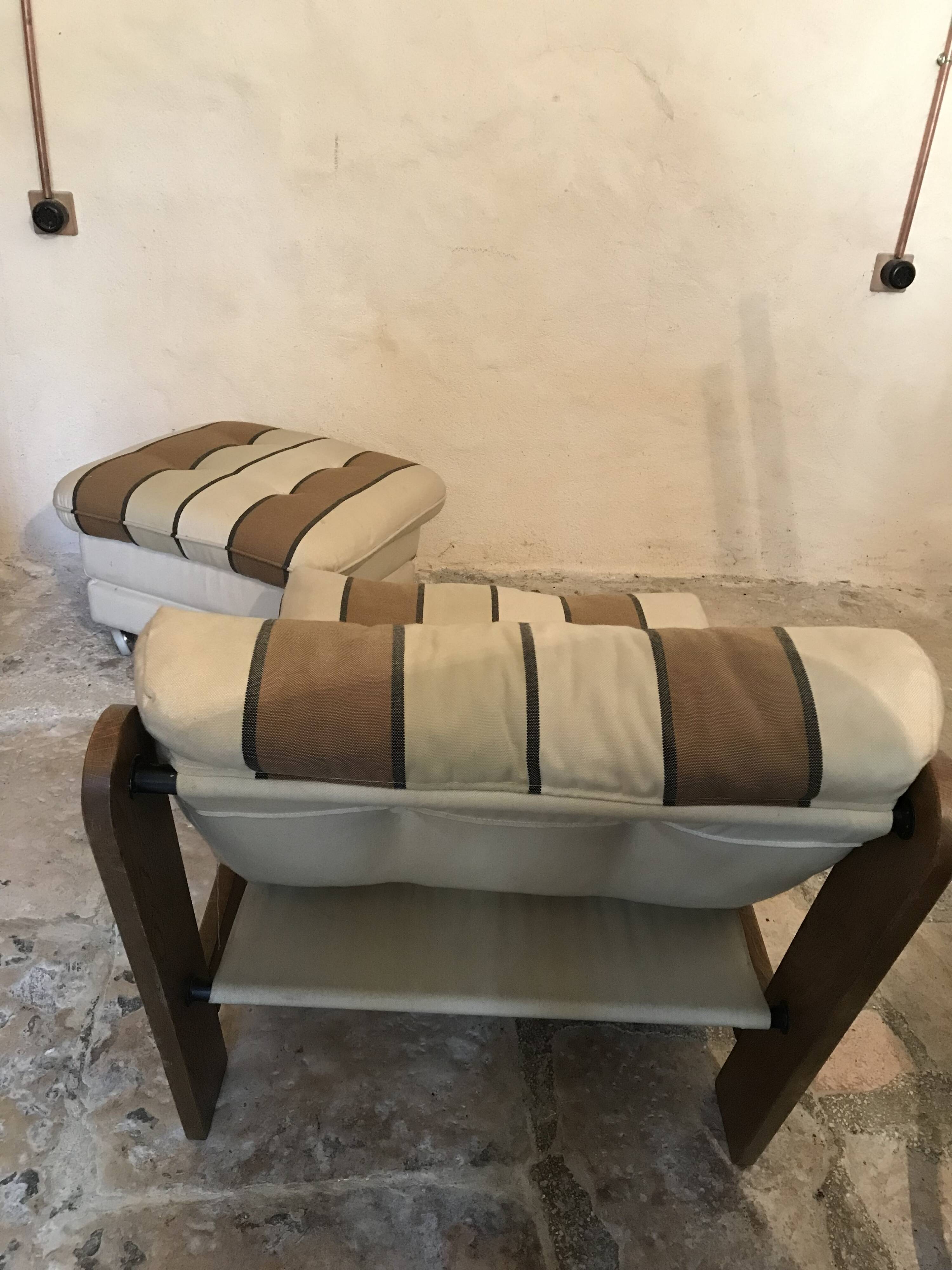 Vintage fireside chair and pouf circa 1980