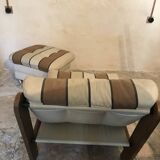 Vintage fireside chair and pouf circa 1980