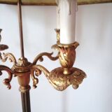 Ancien lampadaire tripode en bronze - 4 feux - 1950