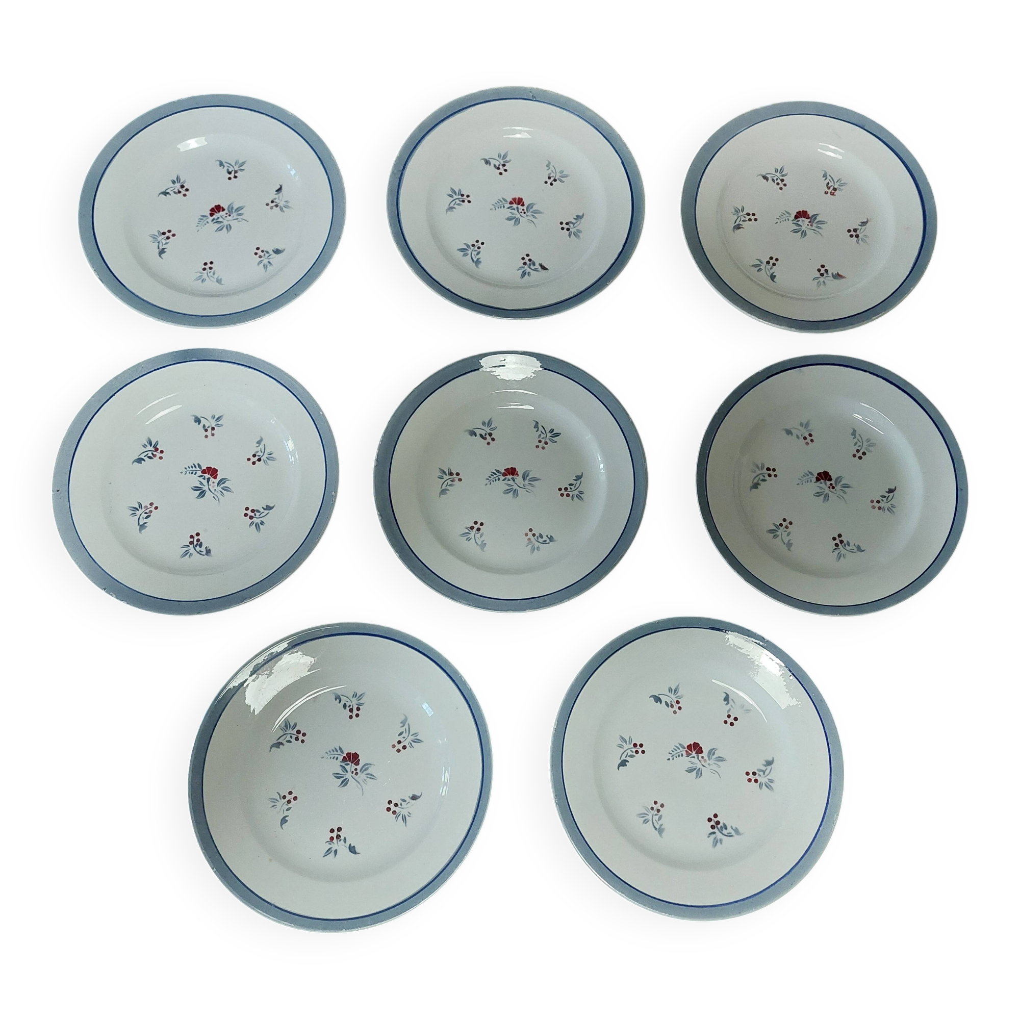 Dessert plates, set of eight, Marly decor