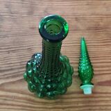Italian carafe in Empoli glass, Boules model, green color, year 60.