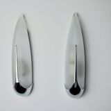 Pair of "epis" wall lights by idearte, smoked glass and silver metal, Spain, 1980
