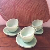 Serves six coffee cups opaline green water 60s.