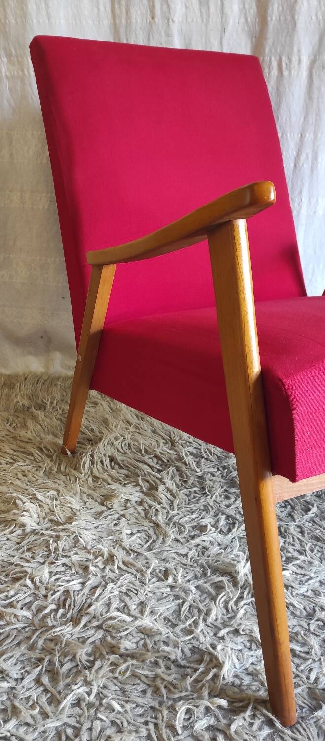Scandinavian style armchair in wood and fabrics - 1960s